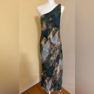 & Other Stories One-Shoulder Tie-Dye Maxi Dress in Green, Brown, and Blue 12